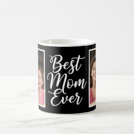 Best Mom Ever Black White Script 2 Photo Keepsake コーヒーマグカップ