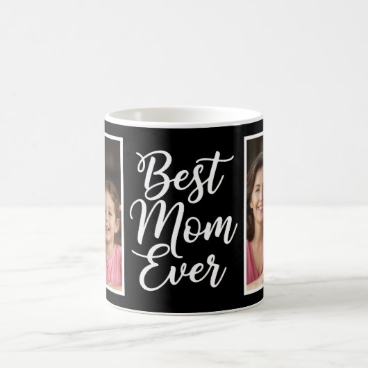 Best Mom Ever Black White Script 2 Photo Keepsake コーヒーマグカップ (中央)