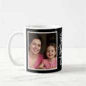 Best Mom Ever Black White Script 2 Photo Keepsake コーヒーマグカップ (左)
