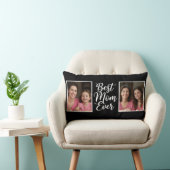 Best Mom Ever Black White Script 2 Photo Keepsake ランバークッション (椅子)