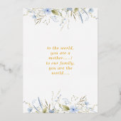 Best Mom Ever Blue Wild Floral Photo Mothers Day  箔招待状 (裏面)