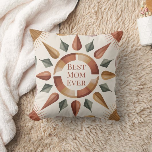Best Mom Ever Boho Throw Pillow Gift クッション (ブランケット)