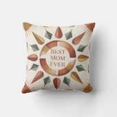 Best Mom Ever Boho Throw Pillow Gift クッション (裏面)