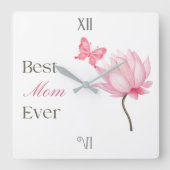 Best Mom Ever Butterfly, Mothers Day, Birthday  スクエア壁時計 (正面)