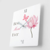 Best Mom Ever Butterfly, Mothers Day, Birthday  スクエア壁時計 (傾斜)