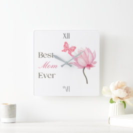 Best Mom Ever Butterfly, Mothers Day, Birthday  スクエア壁時計