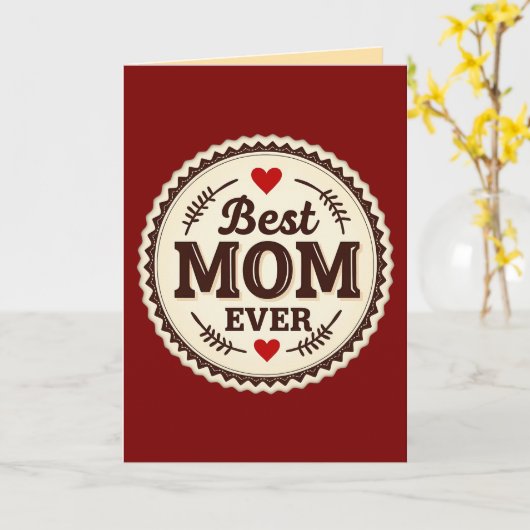 Best Mom Ever Classic Retro Design カード (黄色い花)