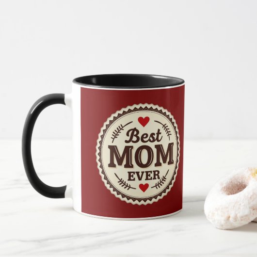 Best Mom Ever Classic Retro Design マグカップ (ドーナツ)