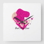 Best Mom Ever Colourful Design スクエア壁時計 (正面)