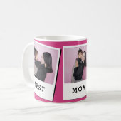 Best Mom Ever Custom 3 Photo Mug Pink コーヒーマグカップ (正面左)