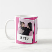 Best Mom Ever Custom 3 Photo Mug Pink コーヒーマグカップ (左)