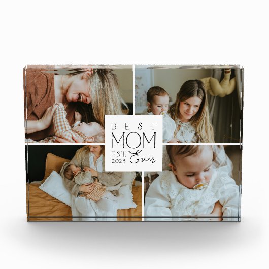 Best Mom Ever Custom 4 Photo Collage フォトブロック (正面)