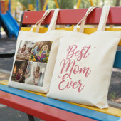 Best Mom Ever Custom 4 Photo Collage Pink Tote Bag トートバッグ
