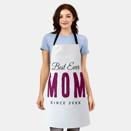 Best Mom Ever Custom Apron – Personalized Massage エプロン (着用した状態)