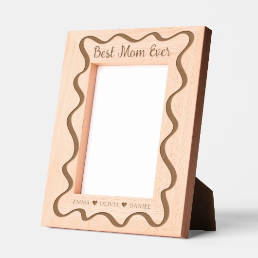 Best Mom Ever Custom names wavy レーザー彫刻フレーム (左)