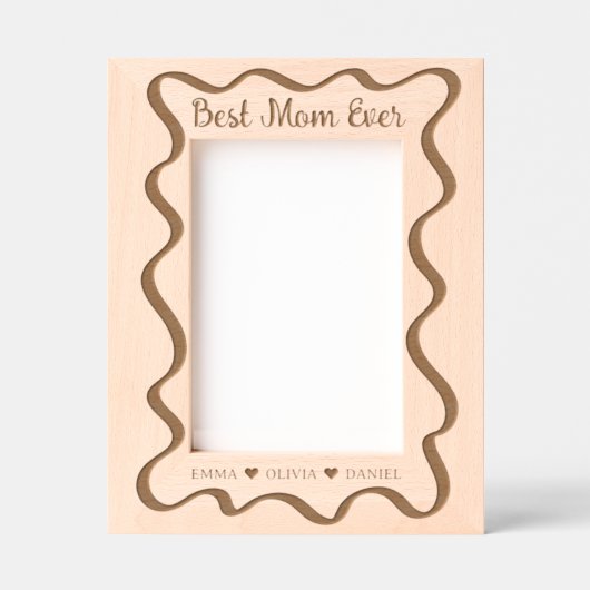 Best Mom Ever Custom names wavy レーザー彫刻フレーム (正面)