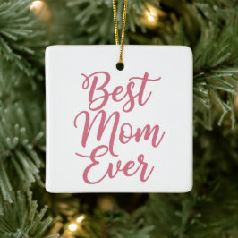 Best Mom Ever Custom Photo Christmas Keepsake Pink セラミックオーナメント