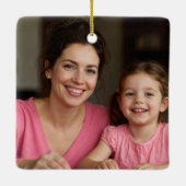 Best Mom Ever Custom Photo Christmas Keepsake Pink セラミックオーナメント (裏面)