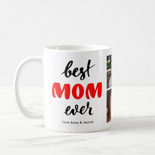 Best Mom Ever Custom Photo Collage Mother's Day コーヒーマグカップ (左)