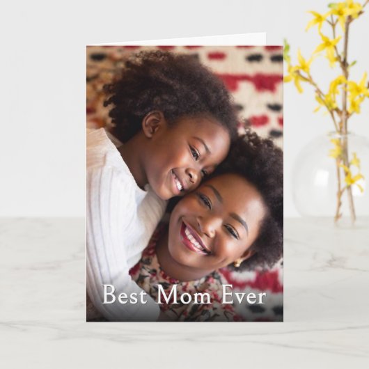 Best Mom Ever Custom Photo Keepsake カード (黄色い花)