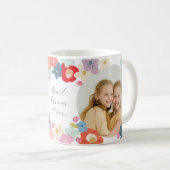 Best Mom Ever Custom Photo Keepsake Happy Floral コーヒーマグカップ (正面右)