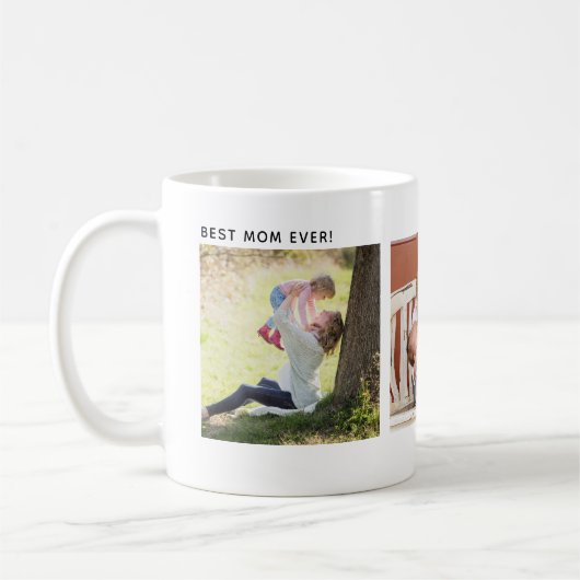 Best Mom Ever, Custom Three Photo Personalized コーヒーマグカップ (左)