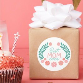 Best mom ever cute floral design ラウンドシール