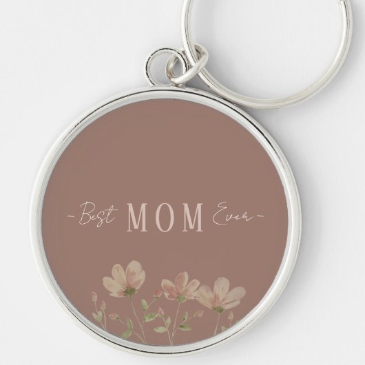 Best Mom Ever,Cute, Minimalist,Flowers Pattern, キーホルダー (正面)