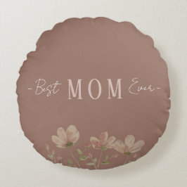 Best Mom Ever,Cute, Minimalist,Flowers Pattern, Ro ラウンドクッション