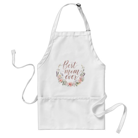 Best Mom Ever – Elegant Floral Kitchen Apron スタンダードエプロン (正面)