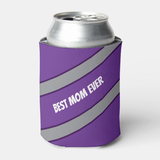Best Mom Ever Elegant gray &purple script Custom  缶クーラー (缶正面)