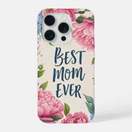 Best Mom Ever | Elegant Peony Flower Mother's Day  iPhone 15 Proケース