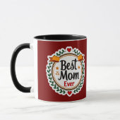 Best Mom Ever Floral Badge Design マグカップ (左)