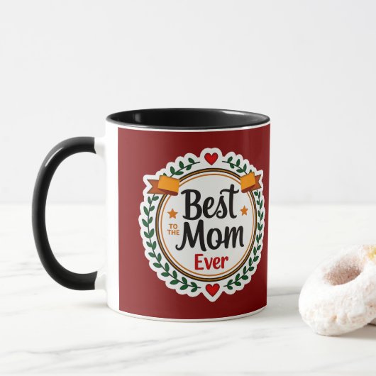 Best Mom Ever Floral Badge Design マグカップ (ドーナツ)