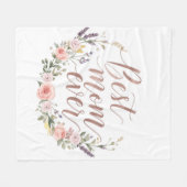 Best Mom Ever – Floral Calligraphy Fleece Blanket フリースブランケット (正面(横))