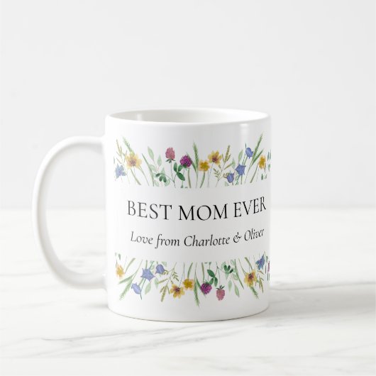 Best Mom Ever Floral Mother's Day  コーヒーマグカップ (左)