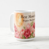 Best Mom Ever Floral Mug Personalized Mother’s Day コーヒーマグカップ (正面左)