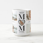 Best Mom Ever Heart Personalized 5 Photo Collage コーヒーマグカップ (中央)