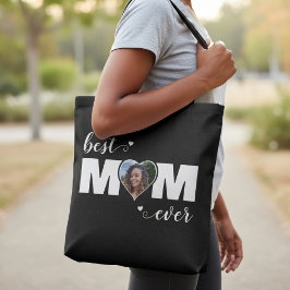 Best Mom Ever Heart Photo Mother's Day Black トートバッグ