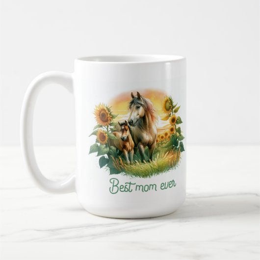 Best Mom Ever Horse コーヒーマグカップ (左)