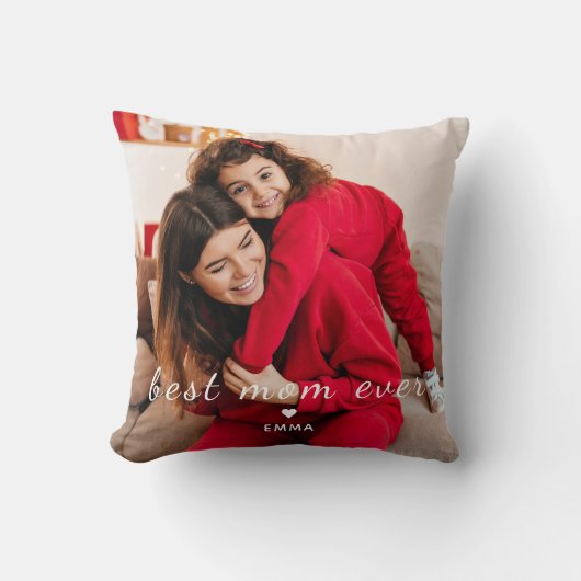 Best Mom Ever l Custom Photo & Text Typography クッション (正面)