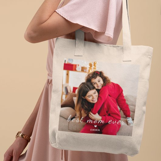 Best Mom Ever l Custom Photo & Text Typography トートバッグ