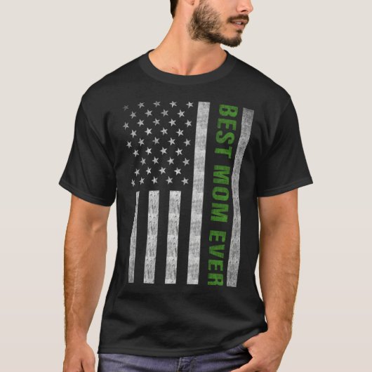 Best Mom Ever Military Mom Thin Green Line Tシャツ (正面)