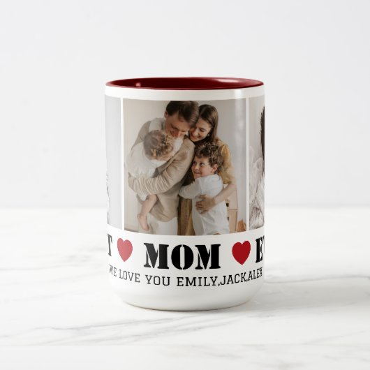 Best Mom Ever Modern 3 Photo Collage Mug ツートーンマグカップ (中央)