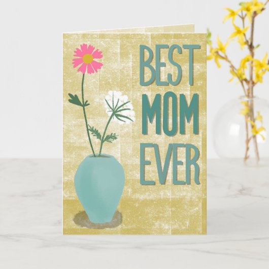 Best Mom Ever – Modern Floral Abstract with Vase カード (黄色い花)