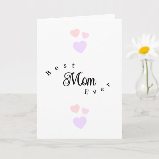 Best Mom Ever Modern Hearts Happy Birthday カード (小さな植物)