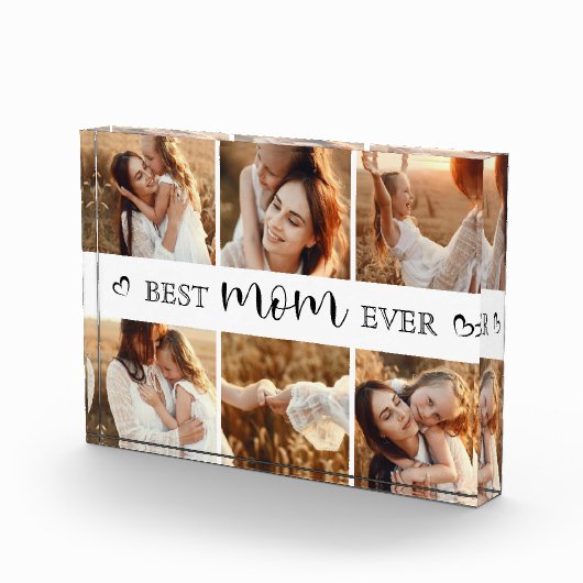 Best Mom Ever Modern Photo Collage Personalized フォトブロック (右)