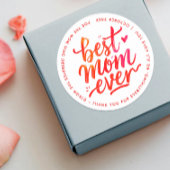 Best Mom Ever Modern Red And White Brush Script ラウンドシール