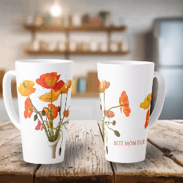 Best Mom Ever Mother's Day Bright Poppy Gift Large カフェラテマグ