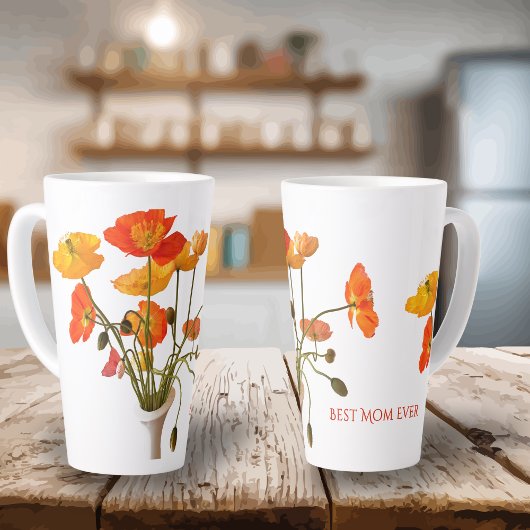 Best Mom Ever Mother's Day Bright Poppy Gift Large カフェラテマグ